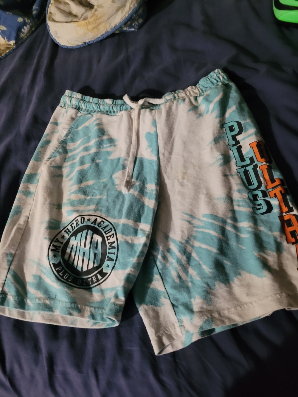 My Hero Academia Plus Ultra Tie-Dye Lounge Shorts - Teal & White